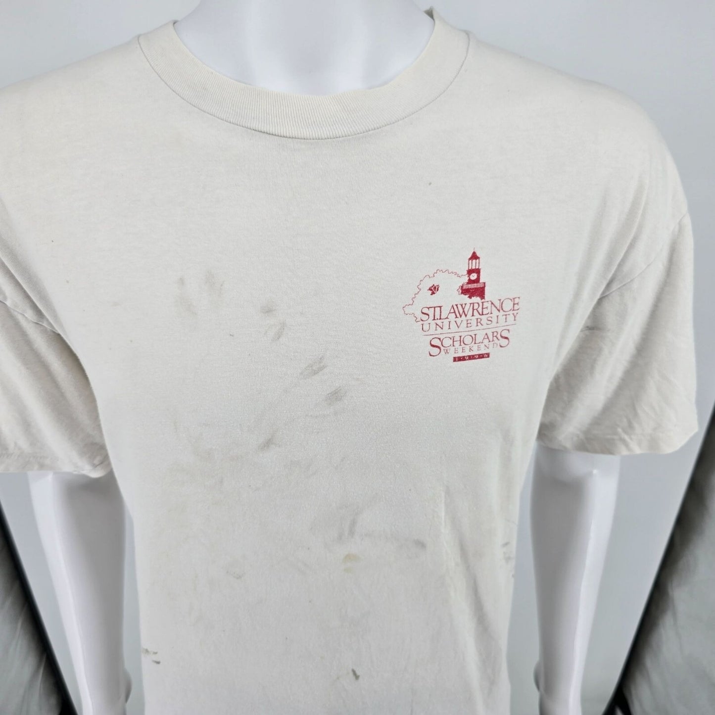 Distressed Vintage 1996 St. Lawrence University Scholars Weekend SLU T-Shirt -XL