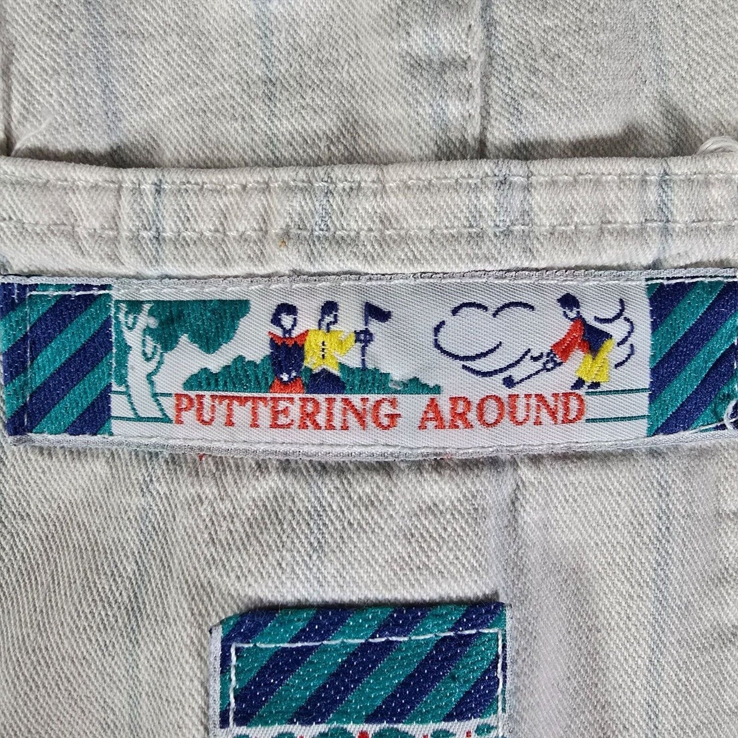 Vintage 1980s Distressed Lee "Puttering Around" Striped Golf Jeans (Juniors 13)