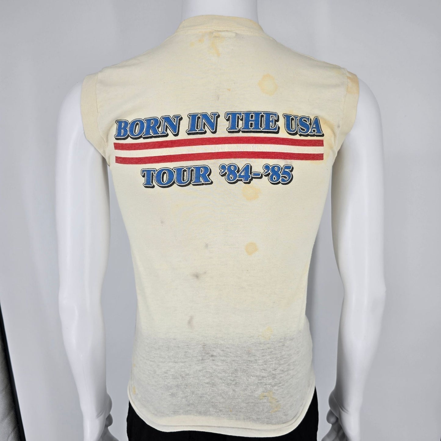 Distressed Vintage 1980s Bruce Springsteen Born in the USA Tour Muscle Tee (S)