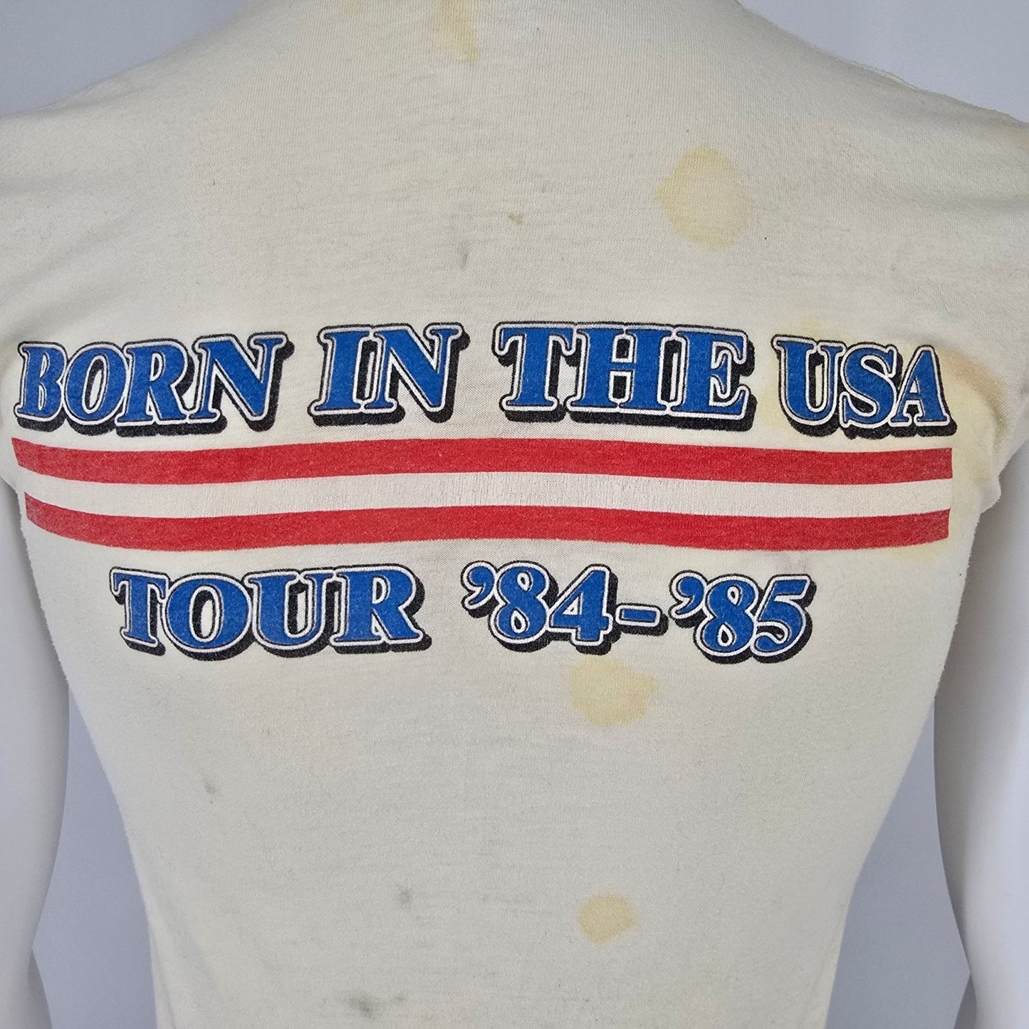 Distressed Vintage 1980s Bruce Springsteen Born in the USA Tour Muscle Tee (S)
