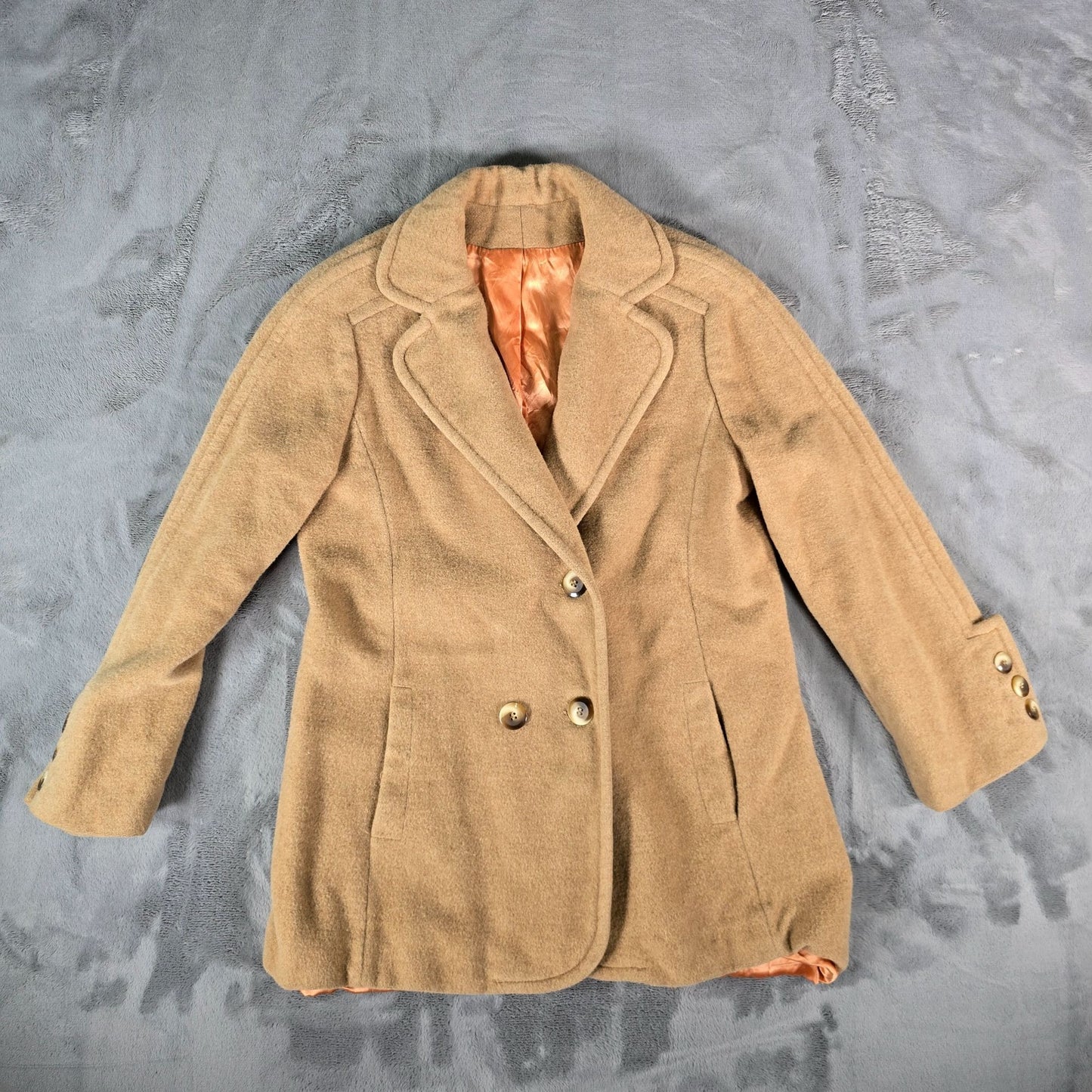 Vintage 1970s Originals by Denise Camel Hair Double Breasted Peacoat (M)
