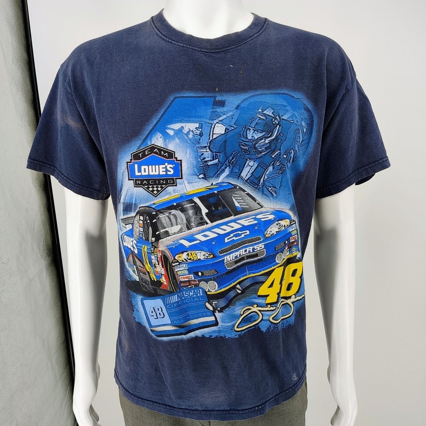 Y2K Thrashed Winner's Circle NASCAR Team Lowe's Racing Jimmy Johnson Shirt (L)
