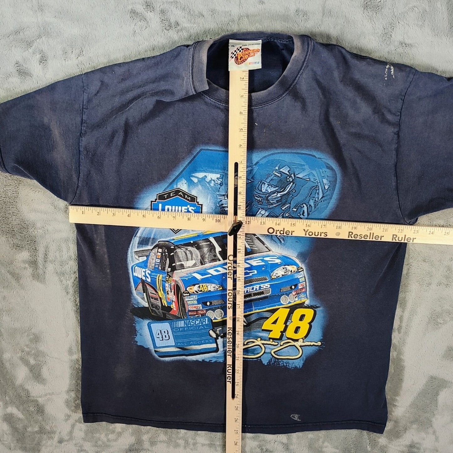 Y2K Thrashed Winner's Circle NASCAR Team Lowe's Racing Jimmy Johnson Shirt (L)