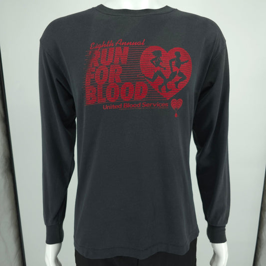 Vintage 1980s Eighth Annual Run for Blood United Blood Services T-Shirt (L)