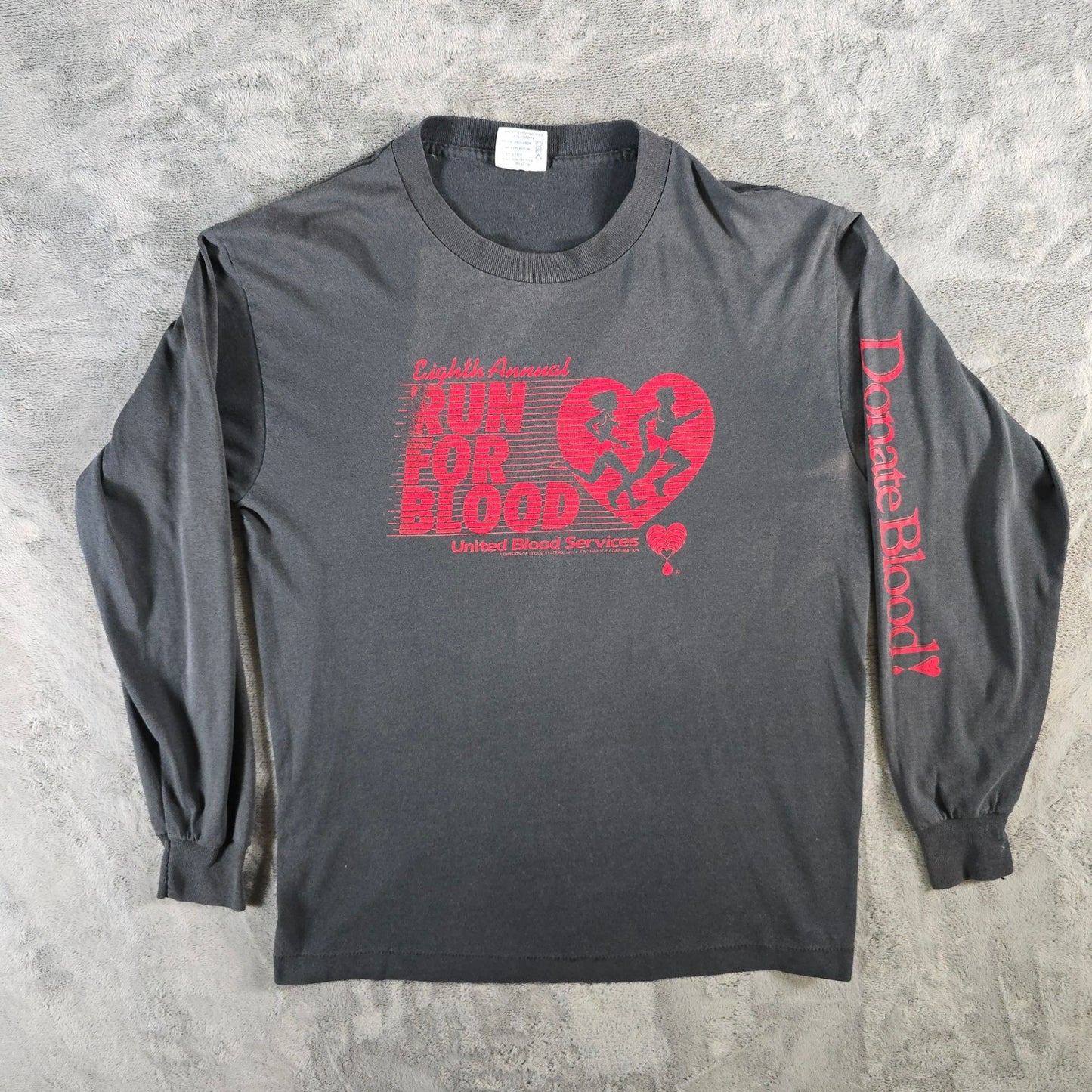 Vintage 1980s Eighth Annual Run for Blood United Blood Services T-Shirt (L)