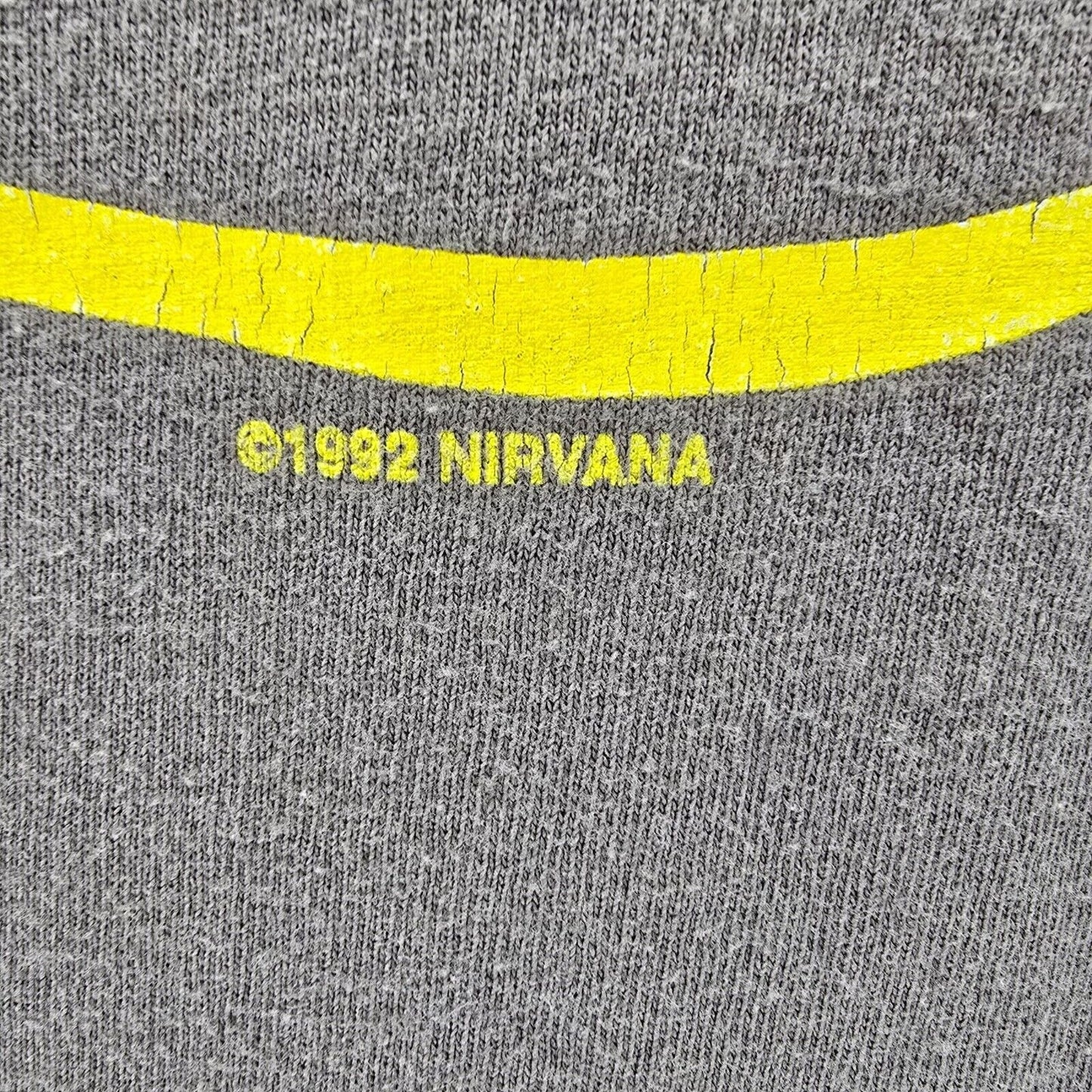 2000s Gildan Heavy Cotton Nirvana Smiley Face Brownish-Gray Band T-Shirt (XS)