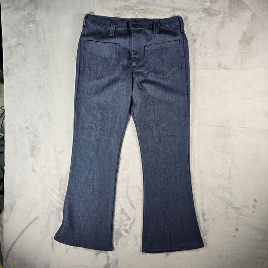 Vintage 1970s Sears Jean Joint Perma-Prest Denim Bell Bottom Jeans (32x30)