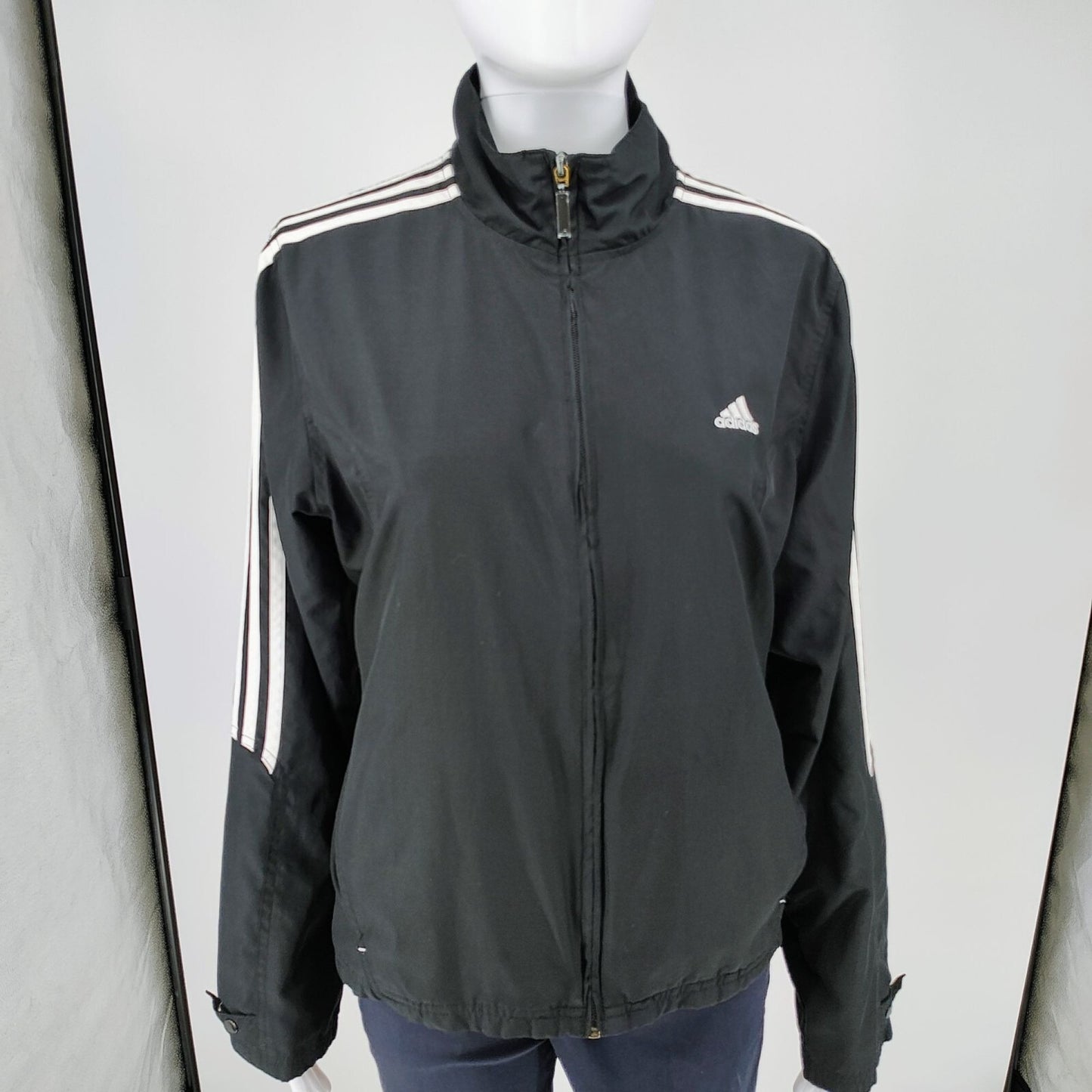 Adidas 2009 Black and White Classic Three Stripe Womens Track Jacket (Large)