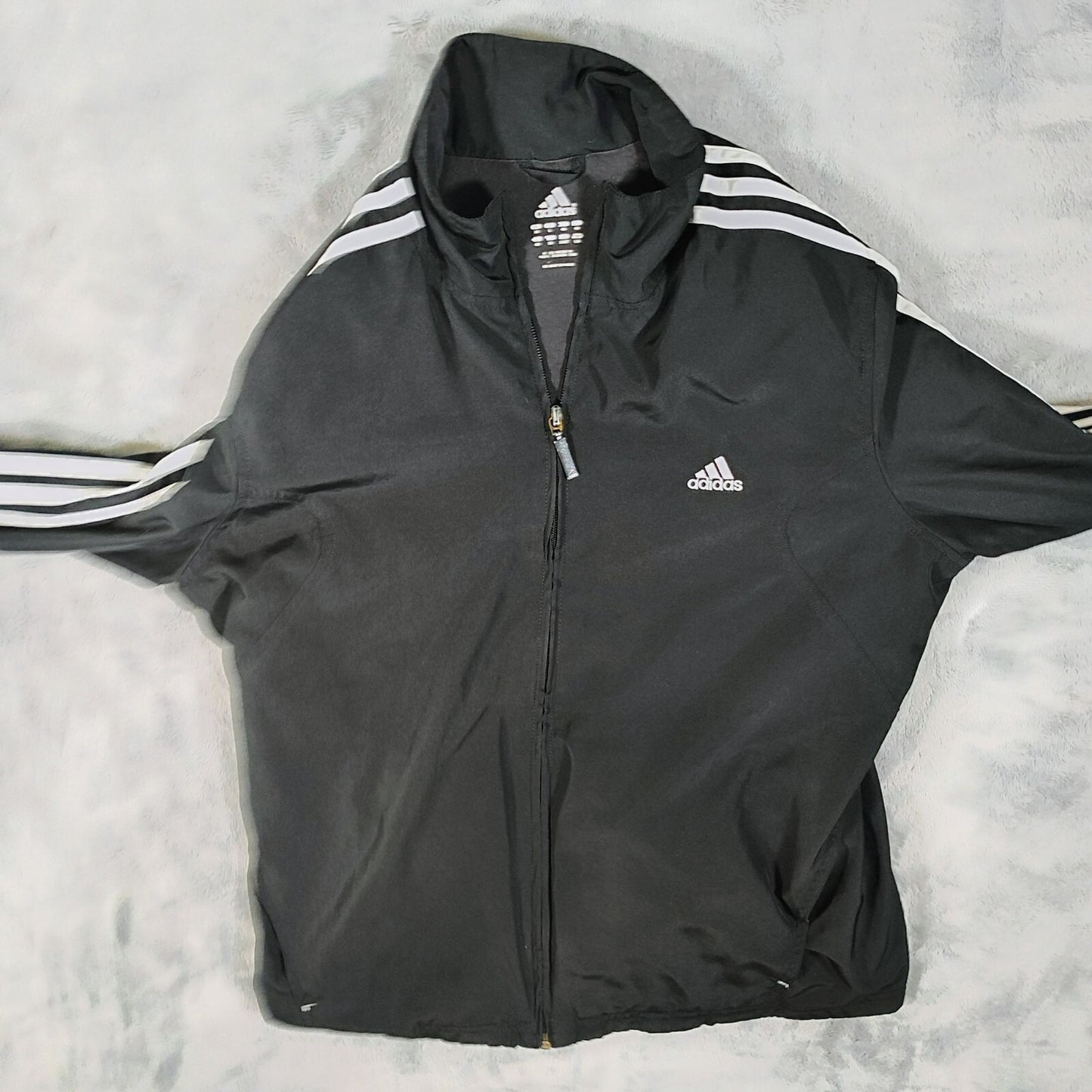 Adidas 2009 Black and White Classic Three Stripe Womens Track Jacket (Large)
