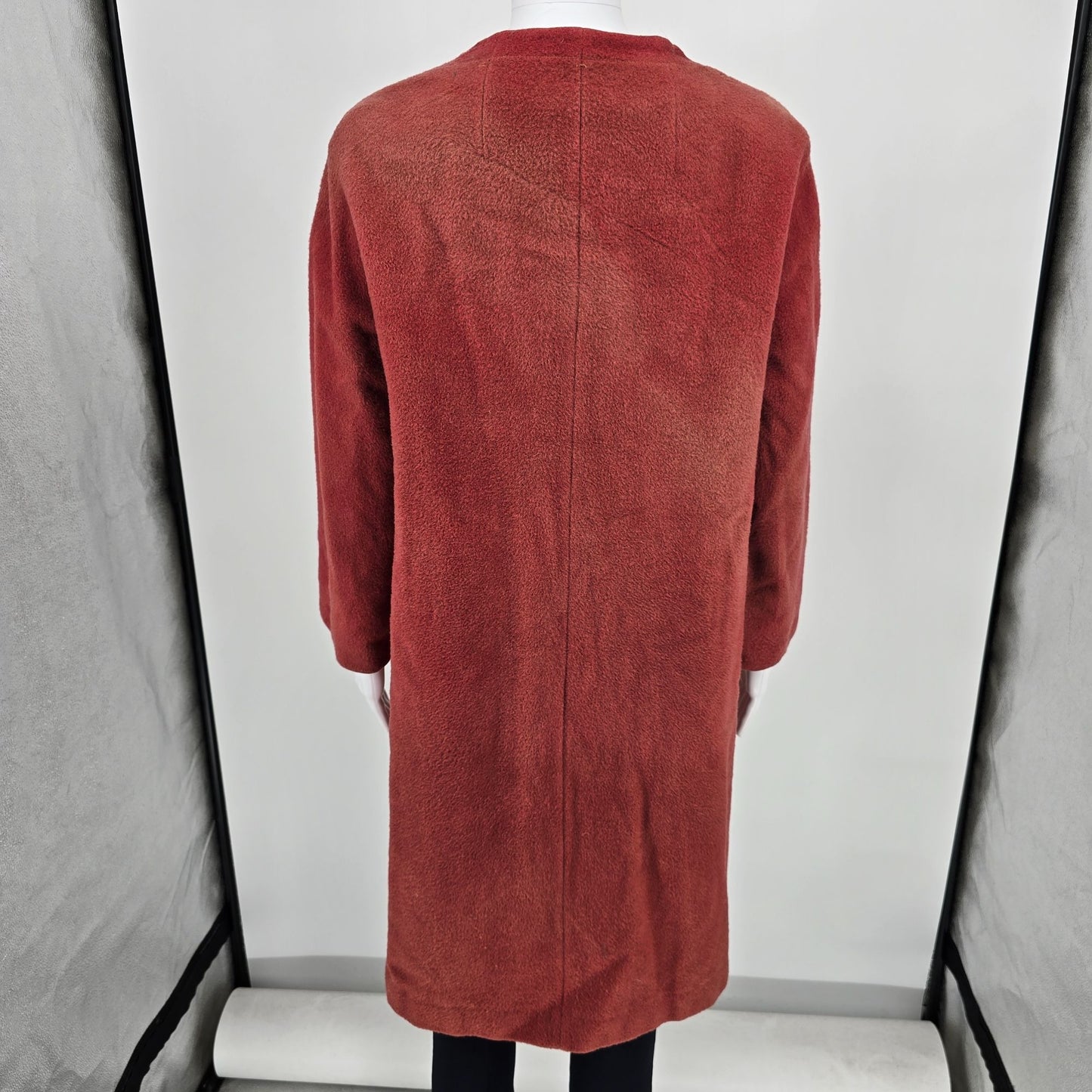 Distressed Vintage 1960s Youthcraft Women's Dyed Red Wool Bouclé Mod Coat (L)