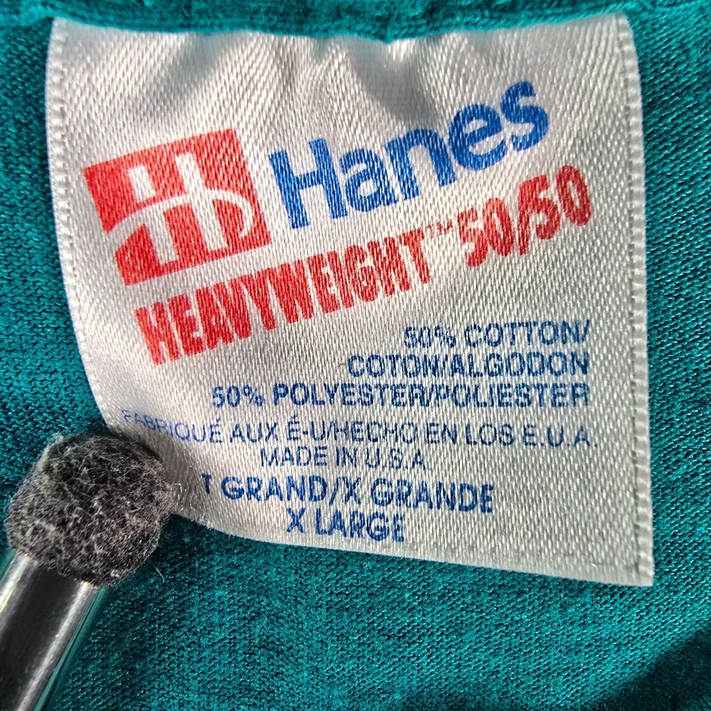 Vintage 1990s Hanes Glitter Cactus Southwestern Graphic Teal T-Shirt (XL)