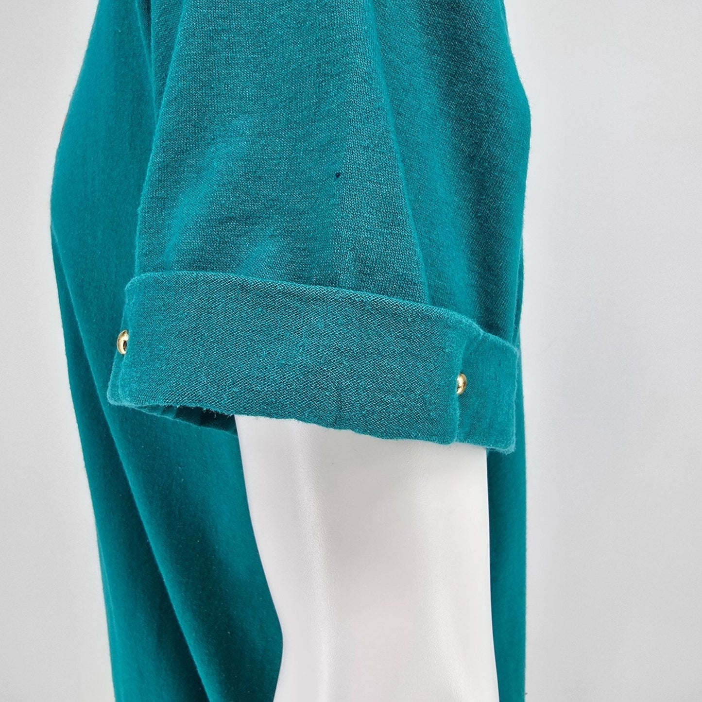 Vintage 1990s Hanes Glitter Cactus Southwestern Graphic Teal T-Shirt (XL)