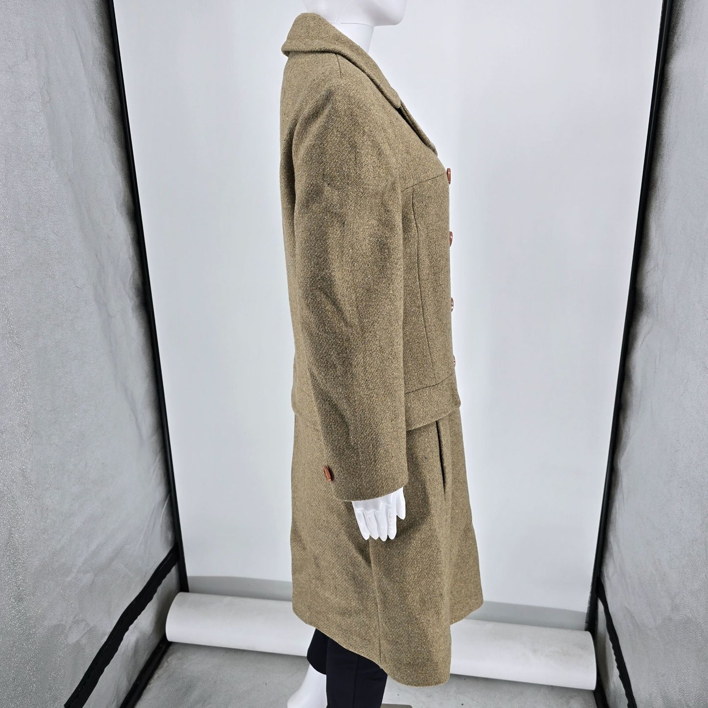 Vintage 1950s Women's "New Look" Fit-and-Flare Tweed Wool Princess Coat (S)