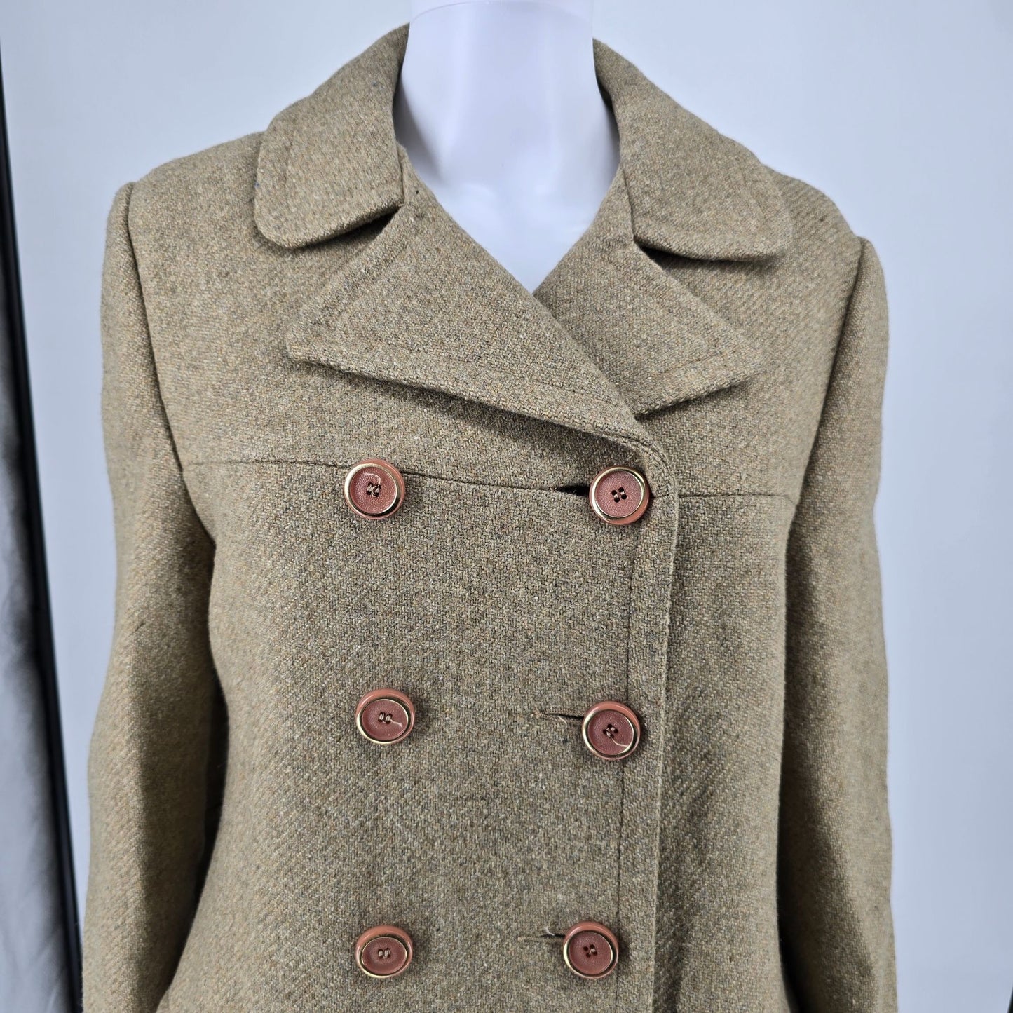Vintage 1950s Women's "New Look" Fit-and-Flare Tweed Wool Princess Coat (S)