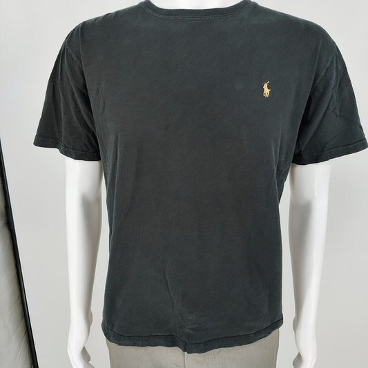 Vintage 1990s Polo Ralph Lauren Black T-Shirt with Brown Pony Logo (Medium)