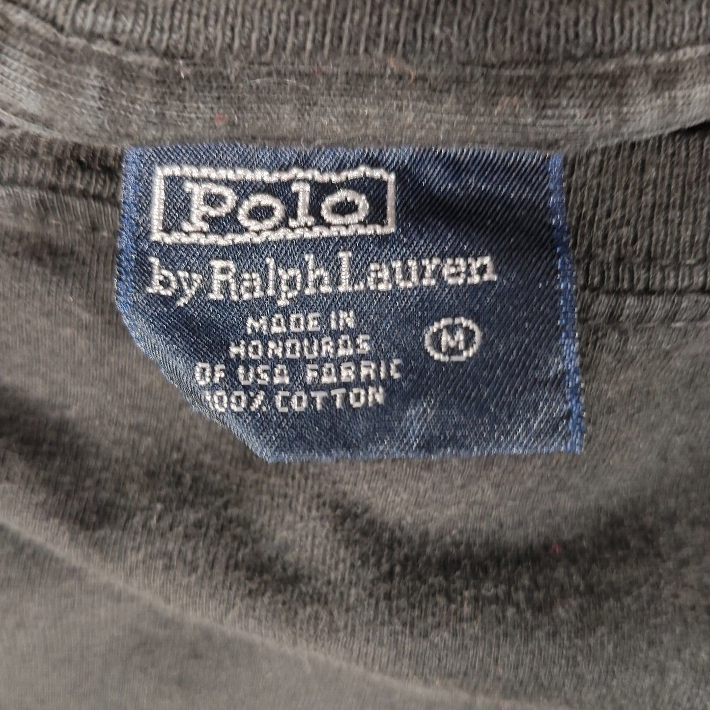 Vintage 1990s Polo Ralph Lauren Black T-Shirt with Brown Pony Logo (Medium)