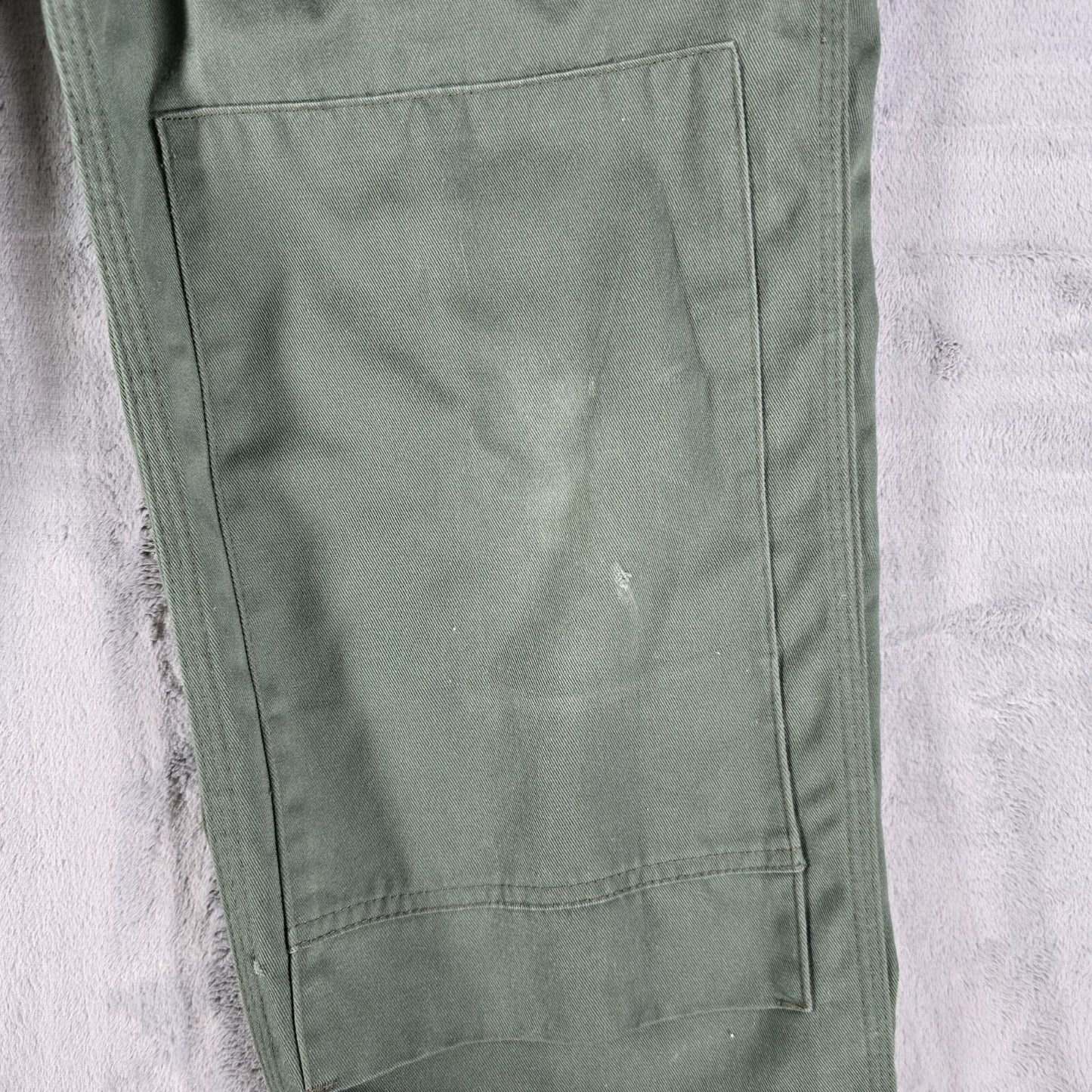 2010s Distressed Fristads Kansas Luxe Double Knee Green Cargo Pants (33x31)