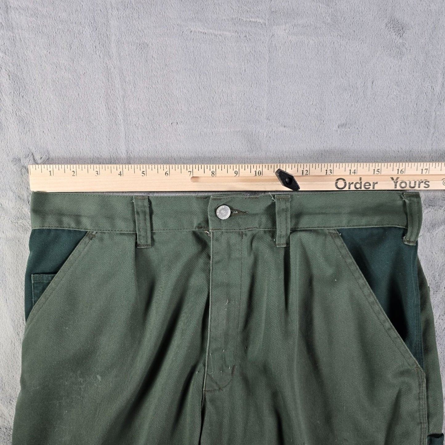 2010s Distressed Fristads Kansas Luxe Double Knee Green Cargo Pants (33x31)