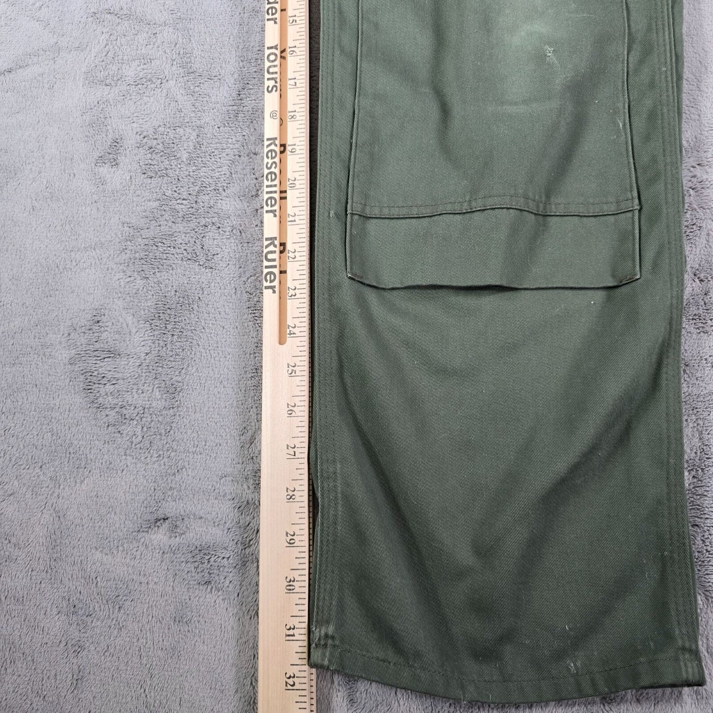 2010s Distressed Fristads Kansas Luxe Double Knee Green Cargo Pants (33x31)