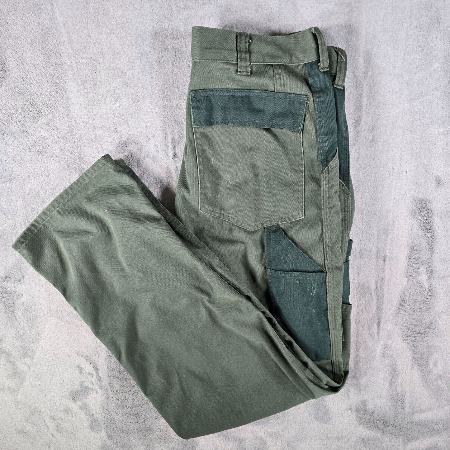 2010s Distressed Fristads Kansas Luxe Double Knee Green Cargo Pants (33x31)