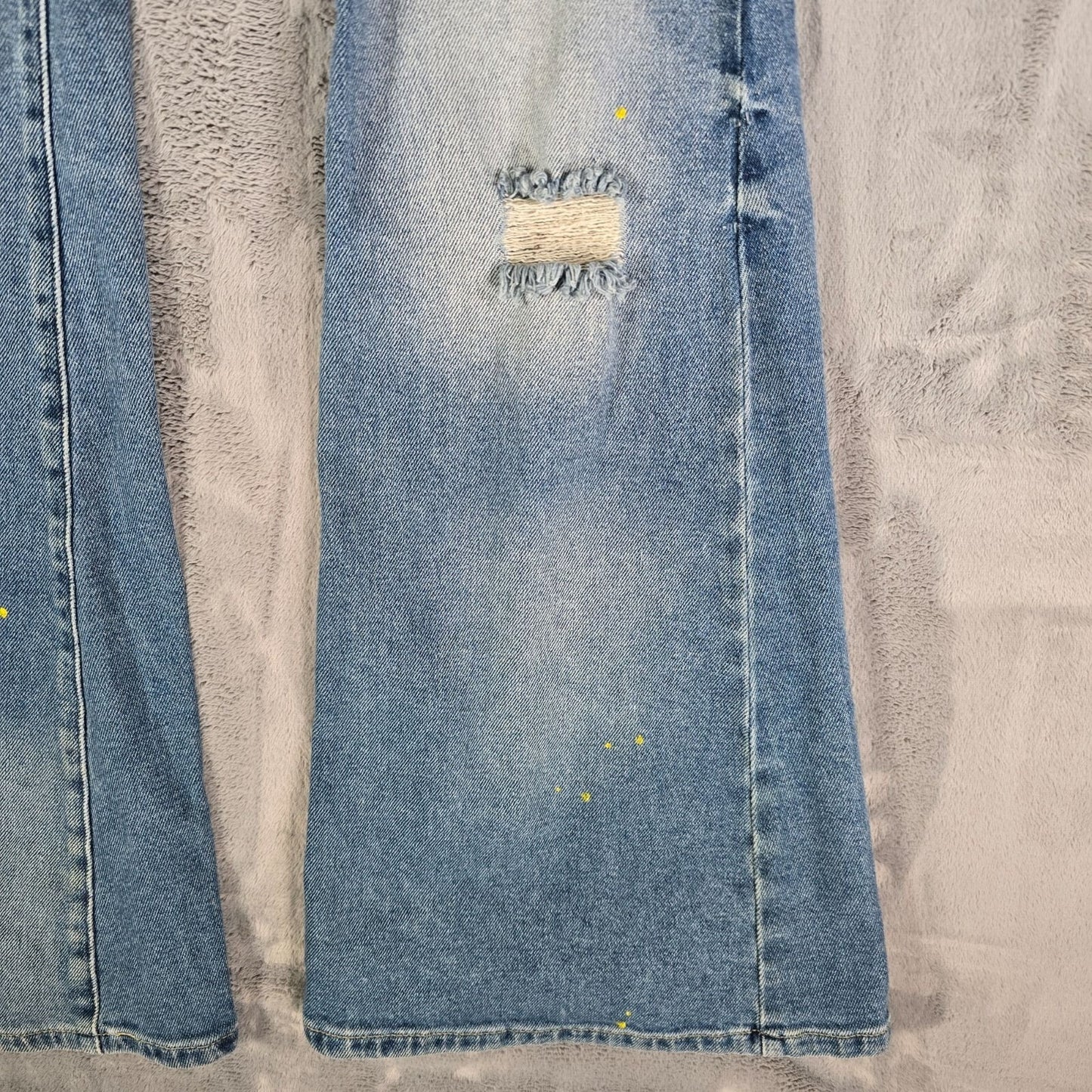 Lee 2010s Womens Thrashed Flare Leg Paint Speck Stretch Denim Jeans (24x31)