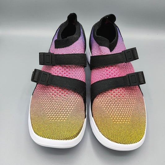 Nike Air Sockracer Flyknit Rainbow Yellow Strike/White-Racer Pink NIB (10.5)