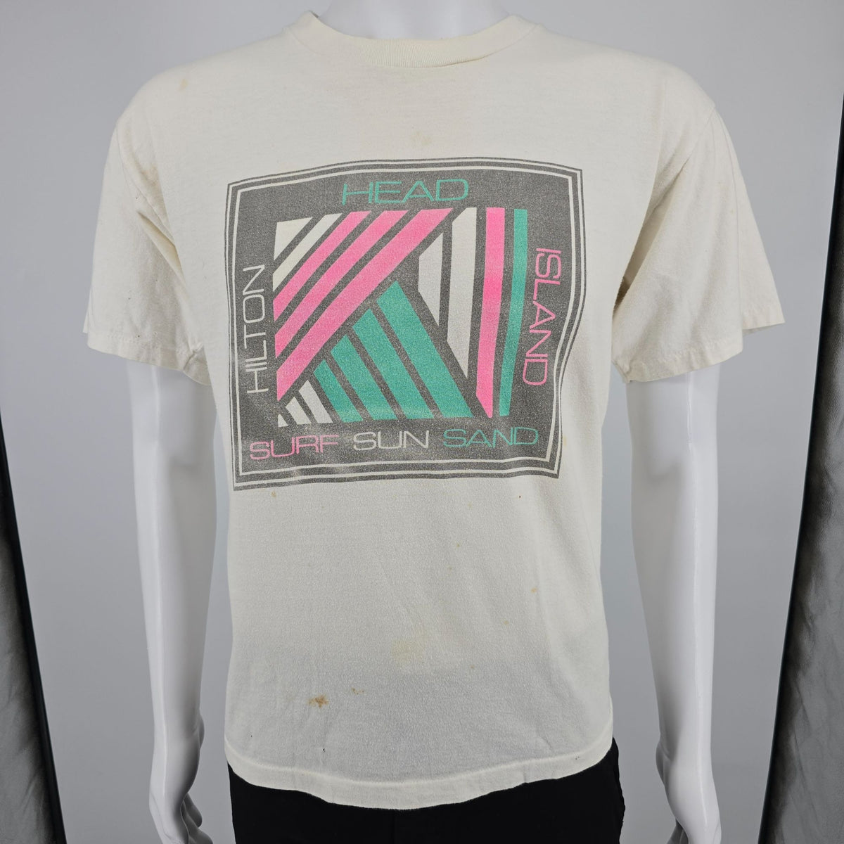 Distressed Vintage Late 1980s Hilton Head Island Sun Surf Sand T-Shirt (M/L)