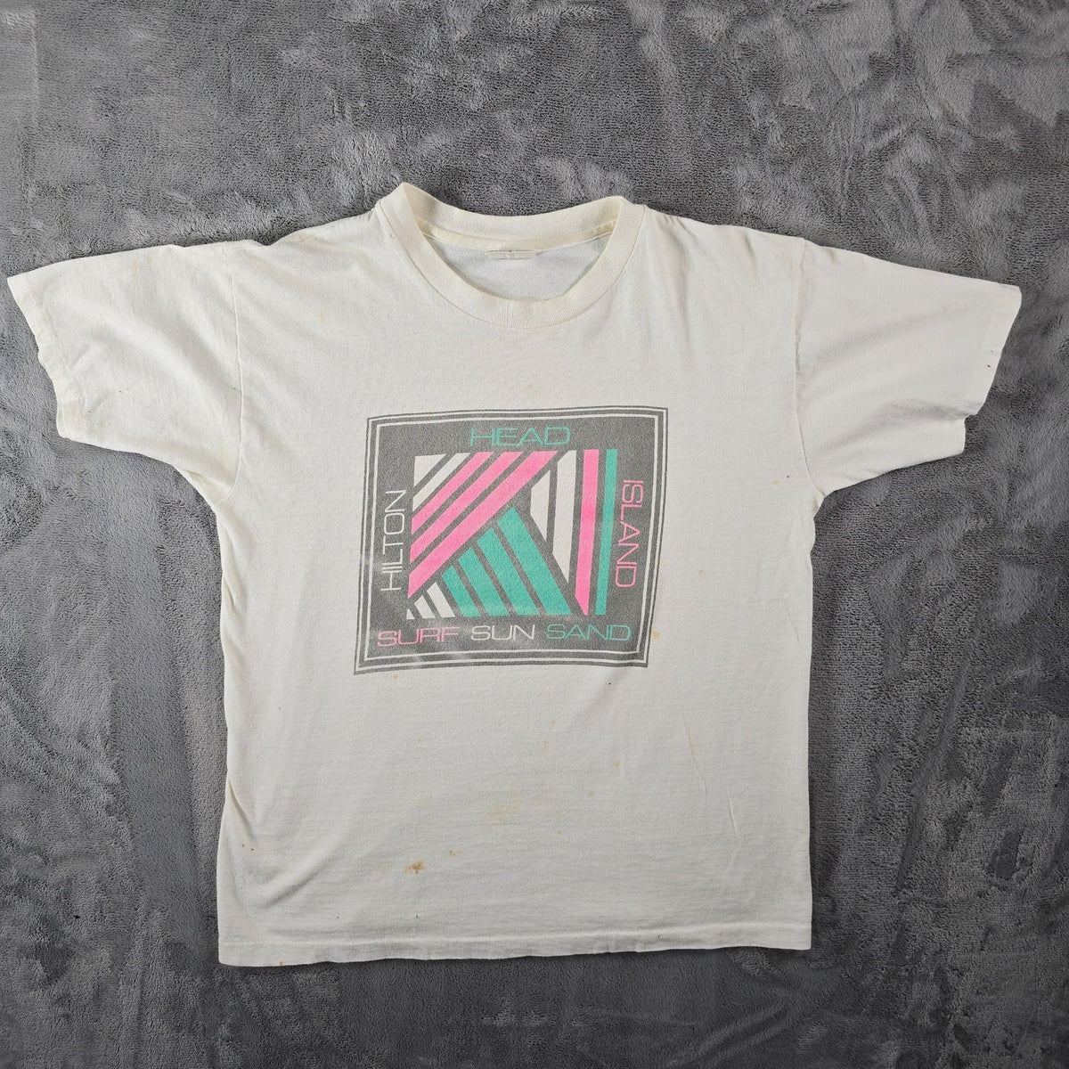 Distressed Vintage Late 1980s Hilton Head Island Sun Surf Sand T-Shirt (M/L)