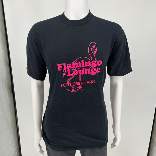 Vintage Black Single Stitch "Flamingo Lounge Fort Smith, ARK." T-Shirt (Large)