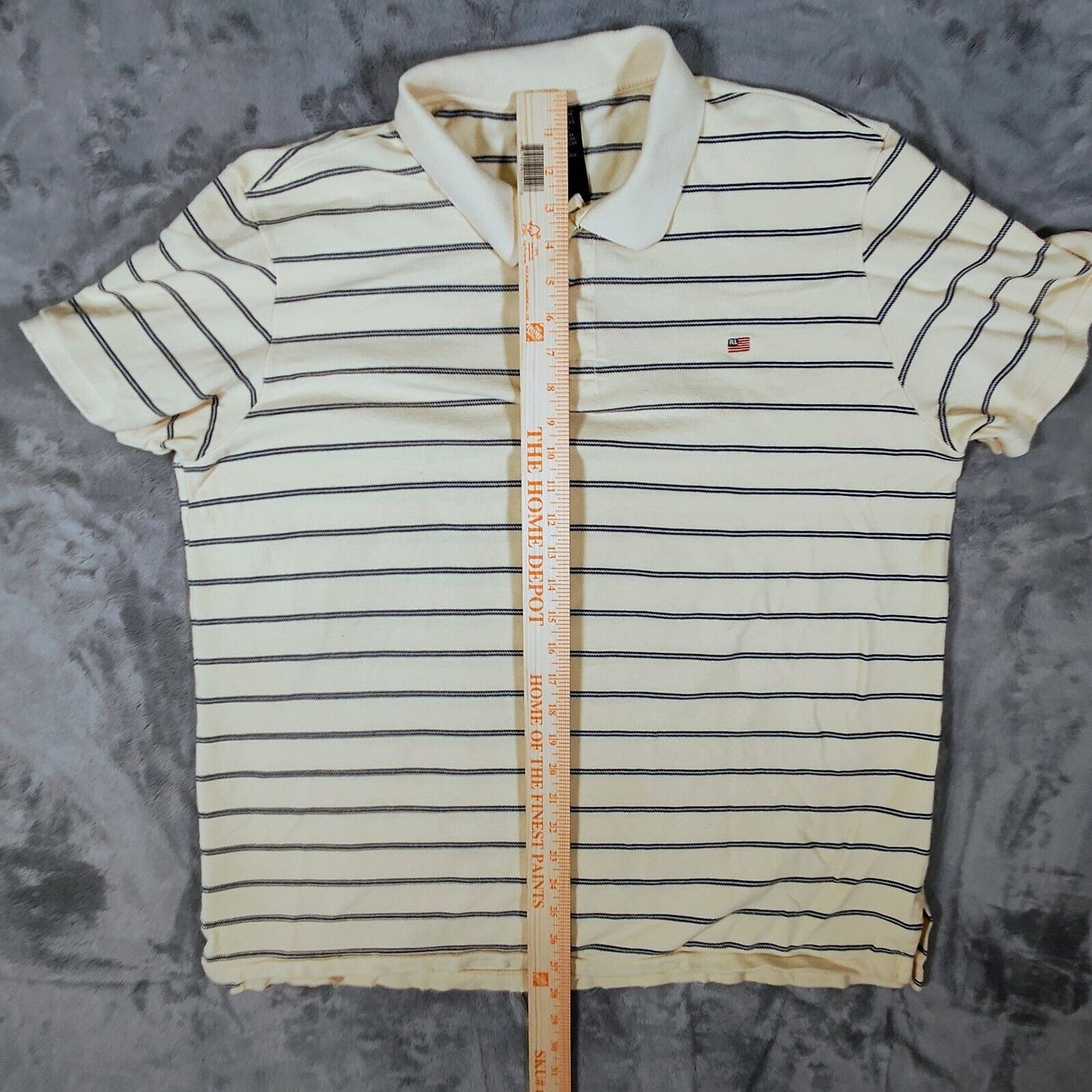 Vintage 1990s Polo Jeans Co. Ralph Lauren Snap Button Yellow Striped Polo (XXL)