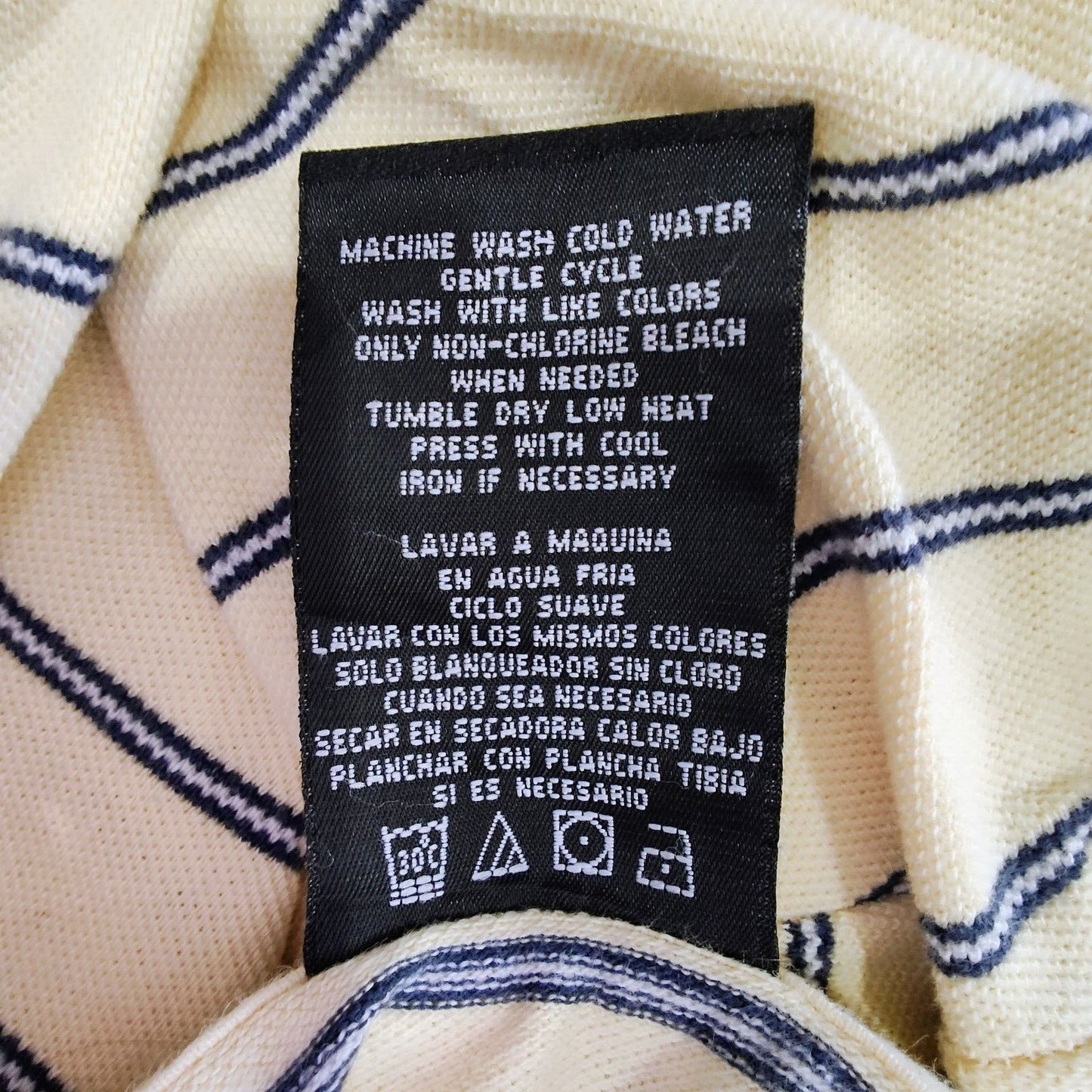 Vintage 1990s Polo Jeans Co. Ralph Lauren Snap Button Yellow Striped Polo (XXL)