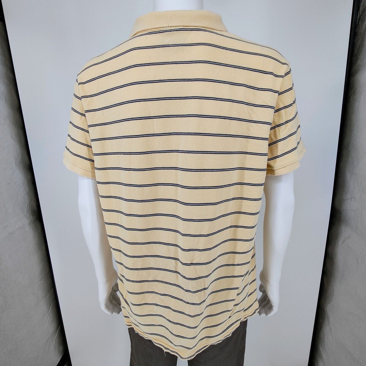 Vintage 1990s Polo Jeans Co. Ralph Lauren Snap Button Yellow Striped Polo (XXL)