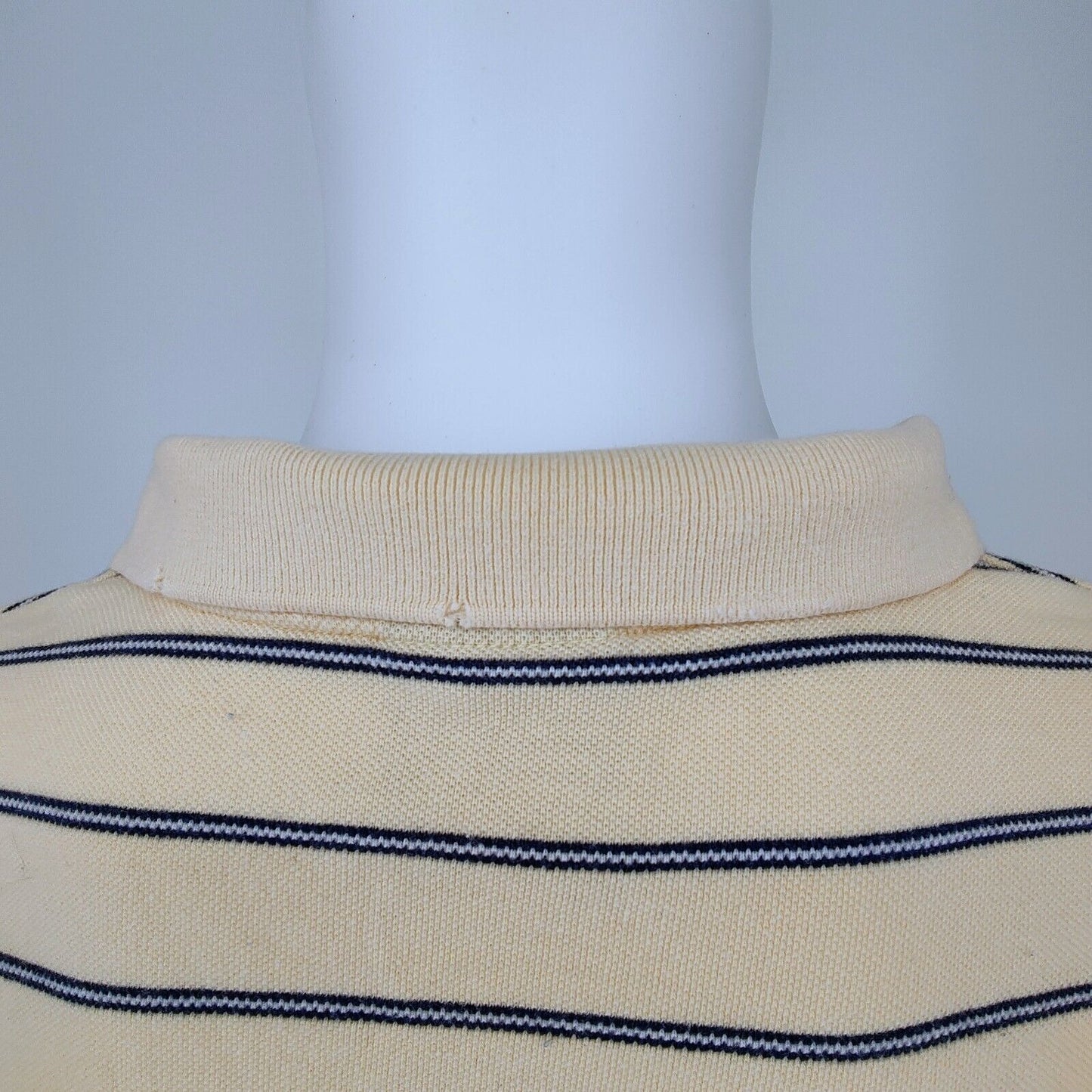 Vintage 1990s Polo Jeans Co. Ralph Lauren Snap Button Yellow Striped Polo (XXL)