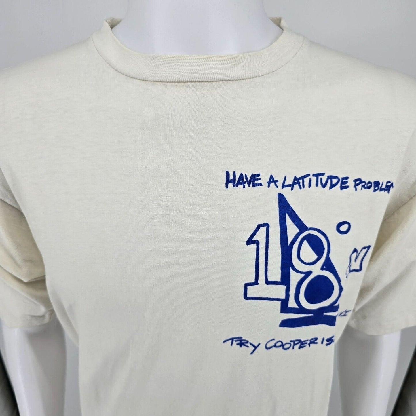 Vintage 1990s Have a Latitude Problem Try Cooper Island, BVI Graphic T-Shirt (L)
