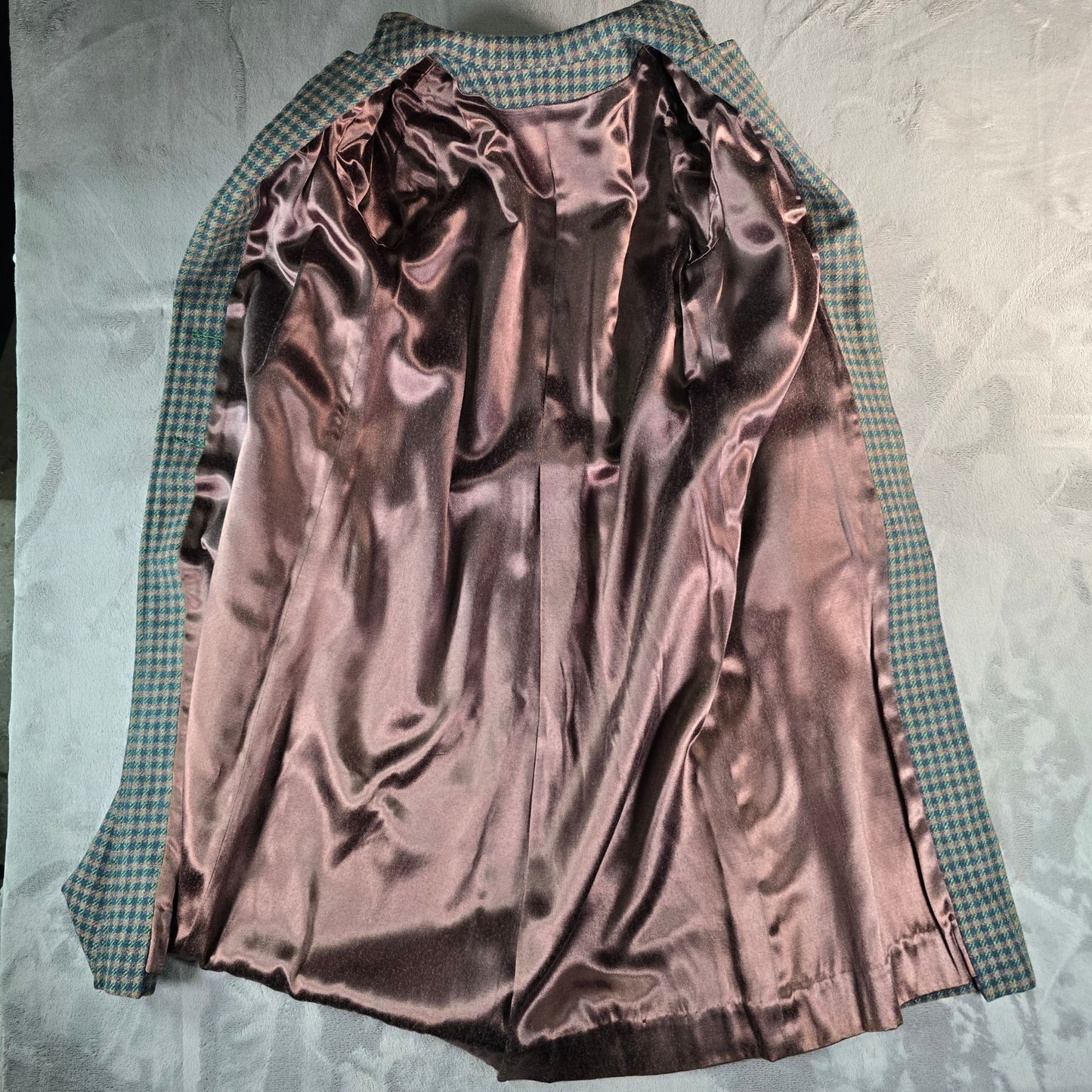 Vintage 1970s Unbranded Women's Gun Club Check Tweed Long Duster Coat (M)