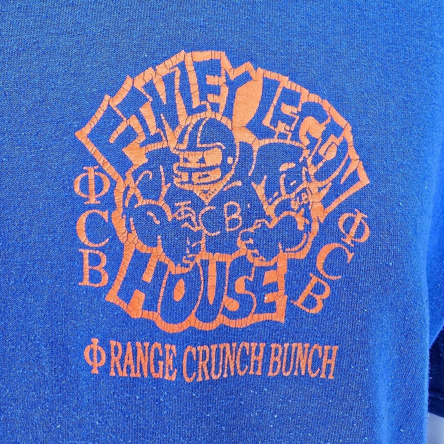 Vintage 1990s Blue Williamsburg (KY) Football Orange Crunch Bunch T-Shirt (L)