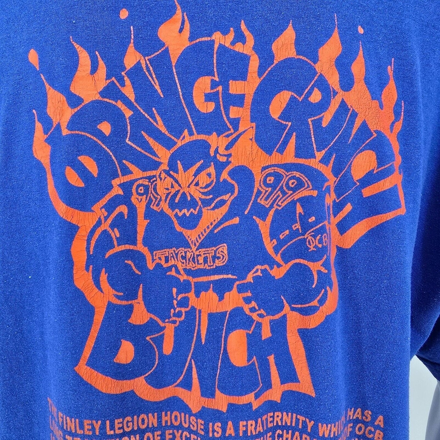 Vintage 1990s Blue Williamsburg (KY) Football Orange Crunch Bunch T-Shirt (L)