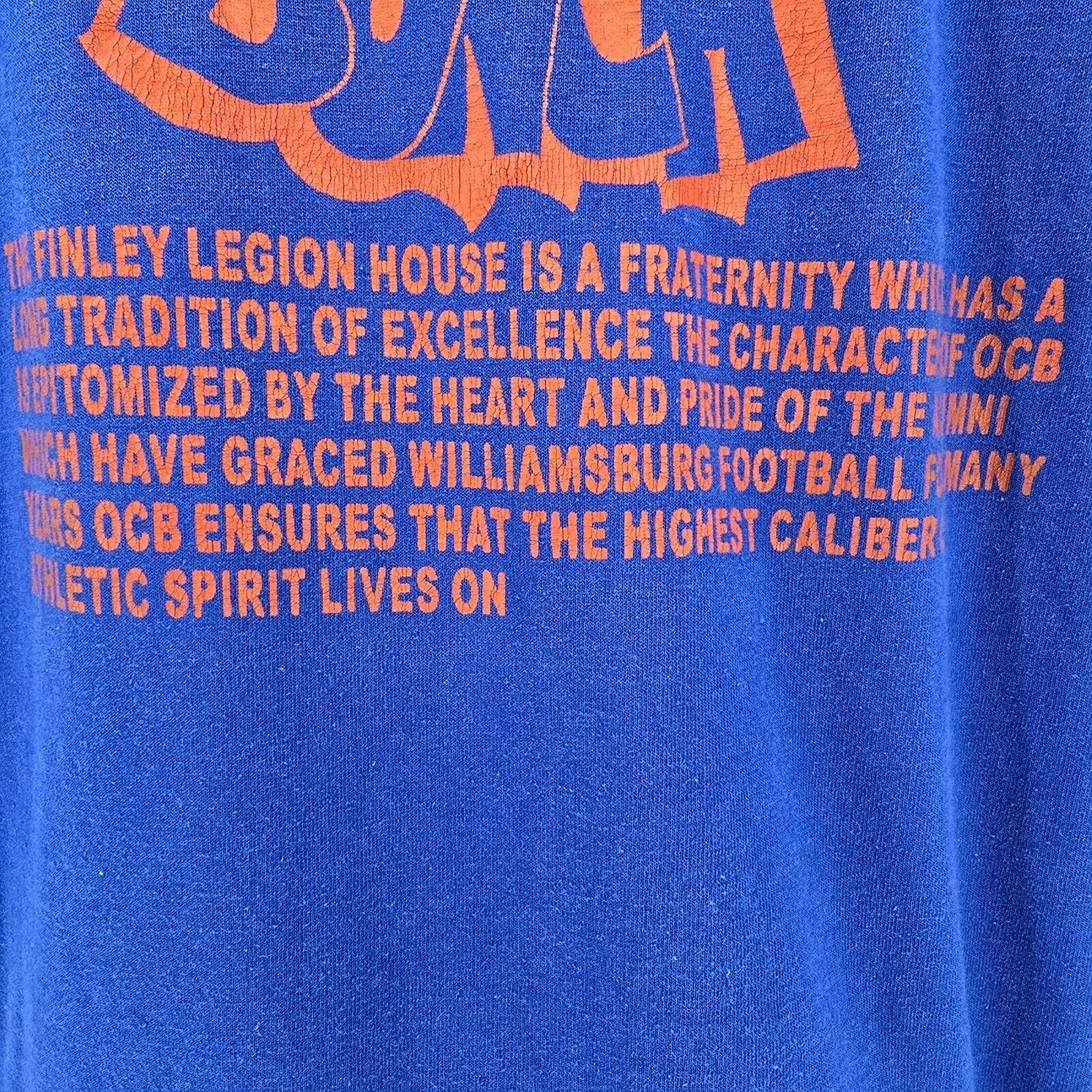 Vintage 1990s Blue Williamsburg (KY) Football Orange Crunch Bunch T-Shirt (L)
