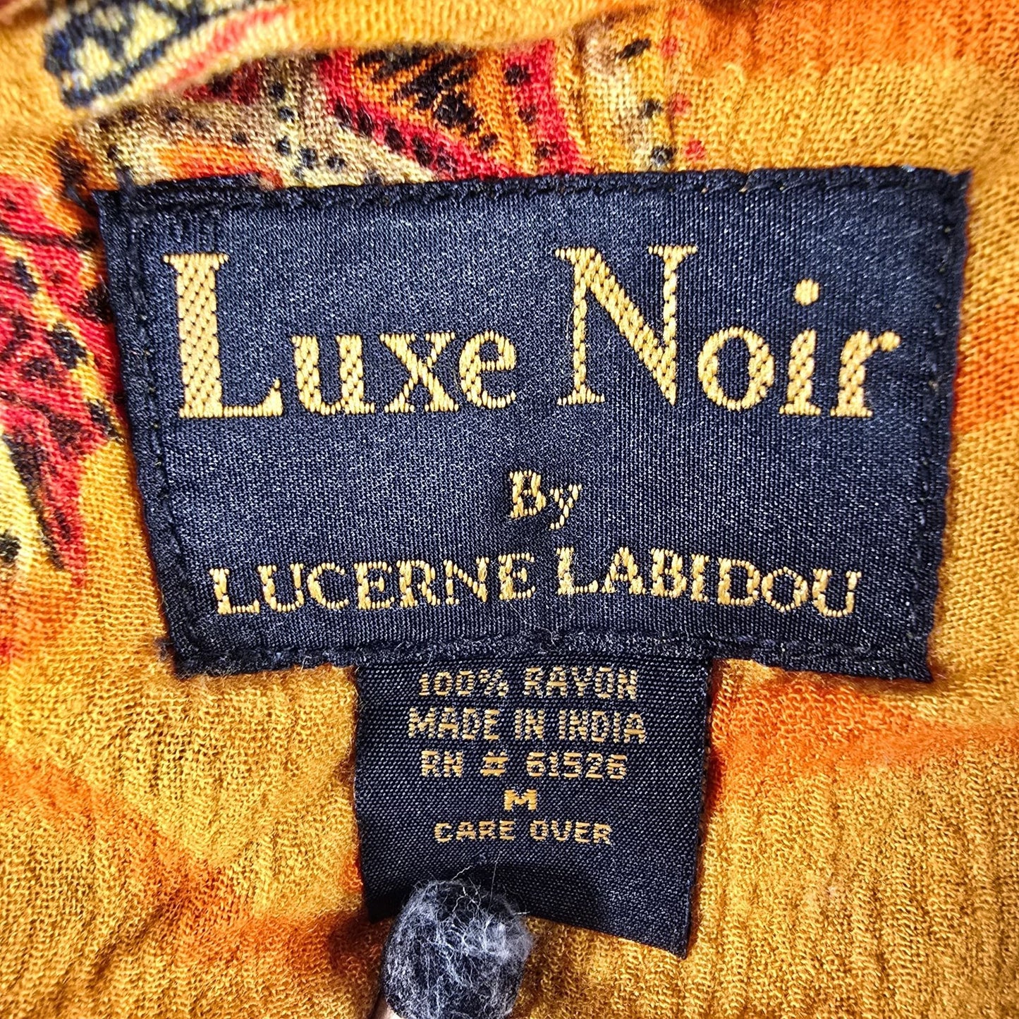 Vintage 1990s Luxe Noir by Lucerne Labidou Rayon Crinkle African Print Dress (M)