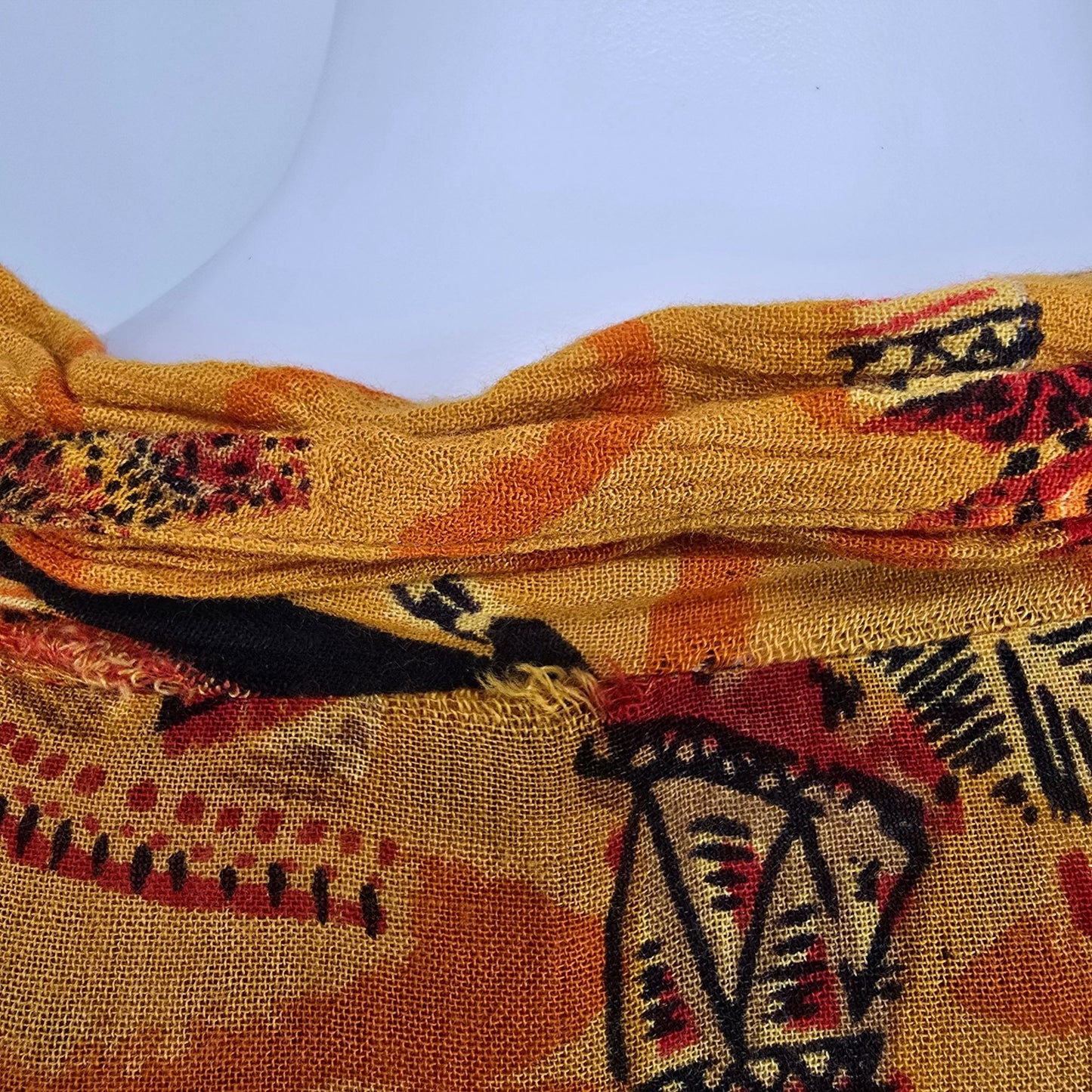 Vintage 1990s Luxe Noir by Lucerne Labidou Rayon Crinkle African Print Dress (M)