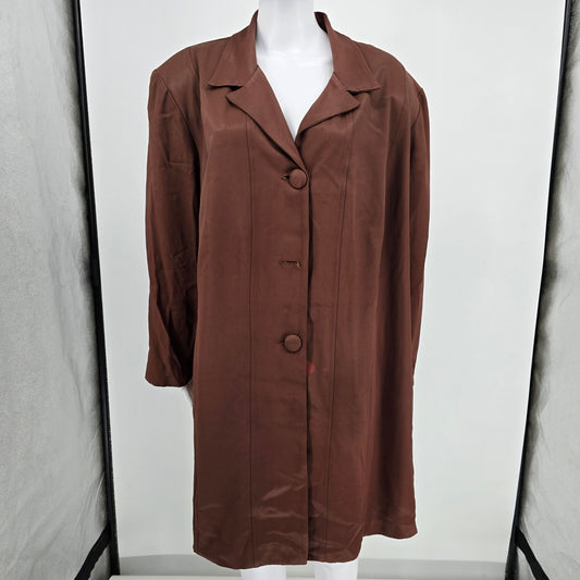 Vintage 1990s John Philips Woman Brown Longline Blazer Jacket (24W/3XL) *Flaws
