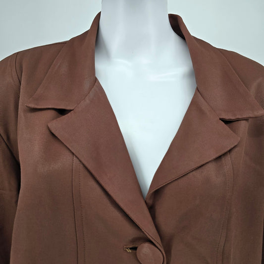 Vintage 1990s John Philips Woman Brown Longline Blazer Jacket (24W/3XL) *Flaws