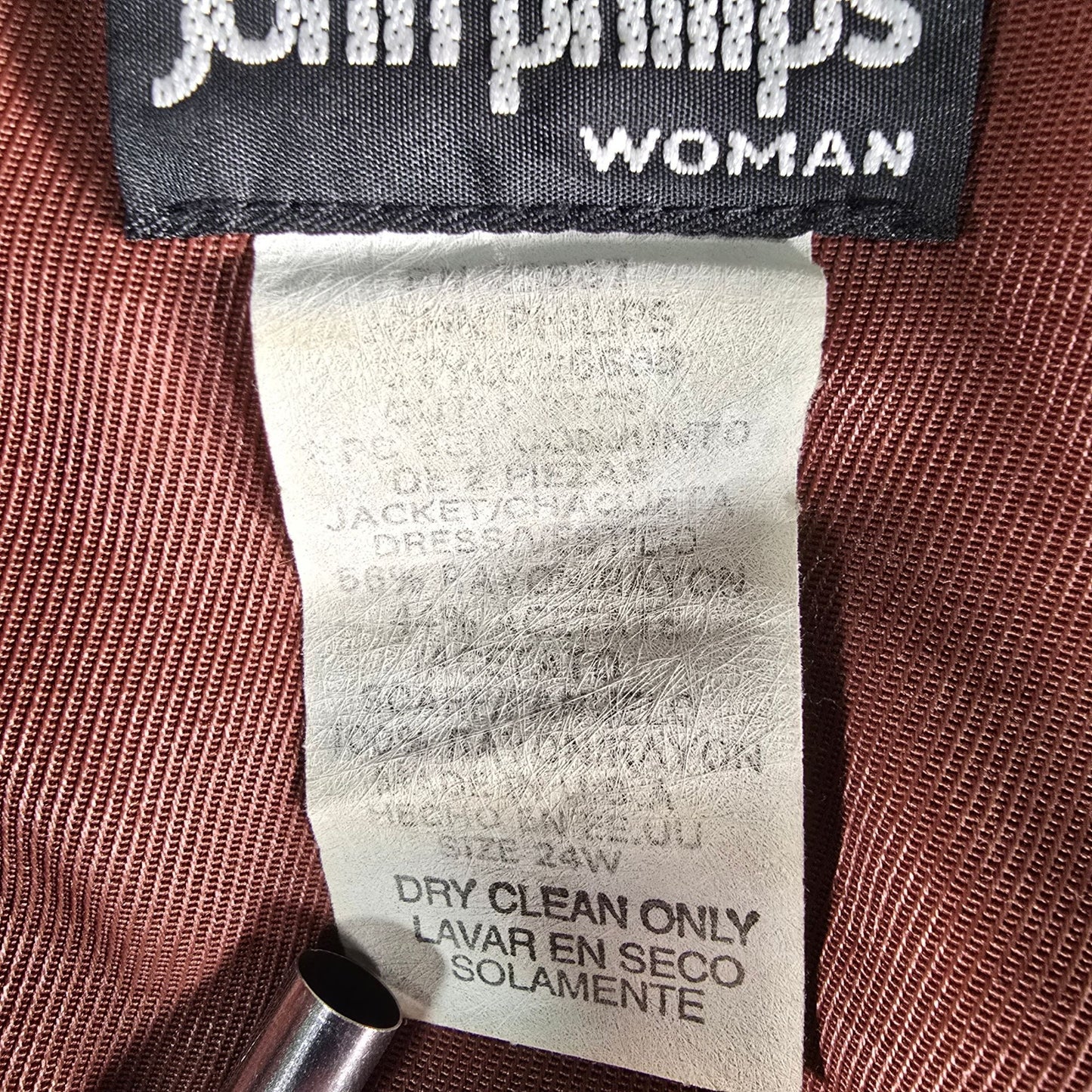 Vintage 1990s John Philips Woman Brown Longline Blazer Jacket (24W/3XL) *Flaws