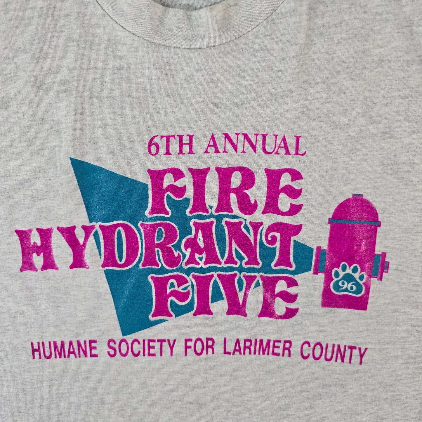 Vintage 1996 Fire Hydrant Five Larimer County Humane Society T-Shirt (XL)