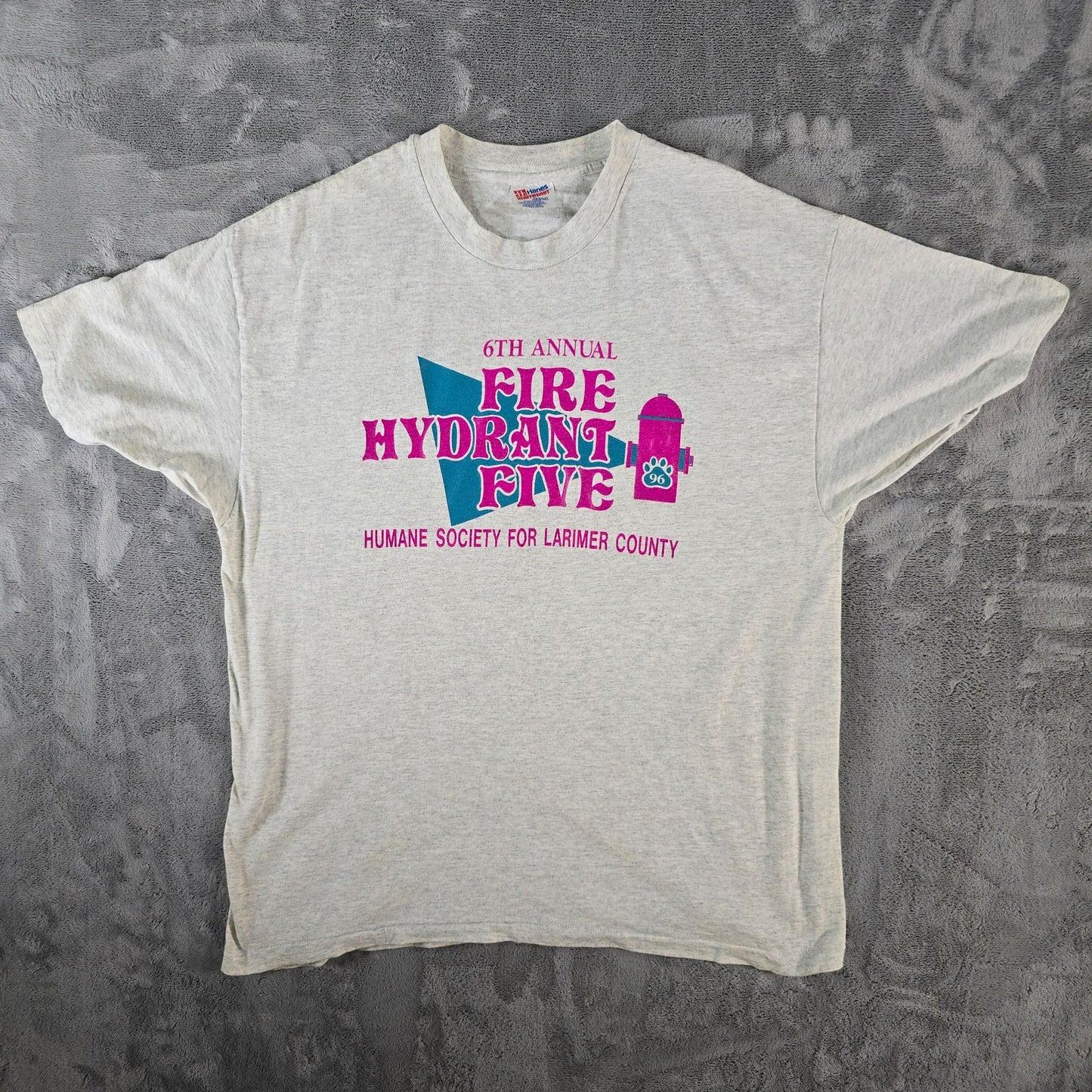 Vintage 1996 Fire Hydrant Five Larimer County Humane Society T-Shirt (XL)