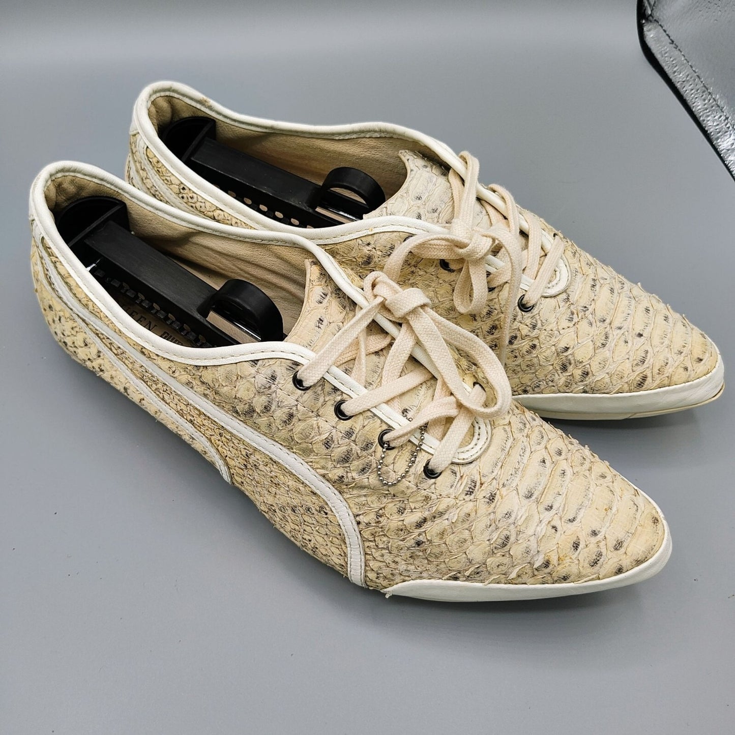 ULTRA-RARE PUMA X Alexander McQueen Women's Beige Python Skin Sneakers (Size 9)