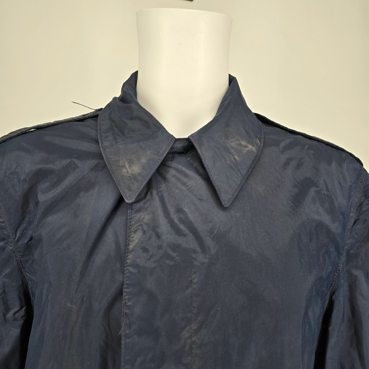 Mens Navy Blue Nylon Raincoat 40R By Brownwood Mfg. Co. USAF Military Style