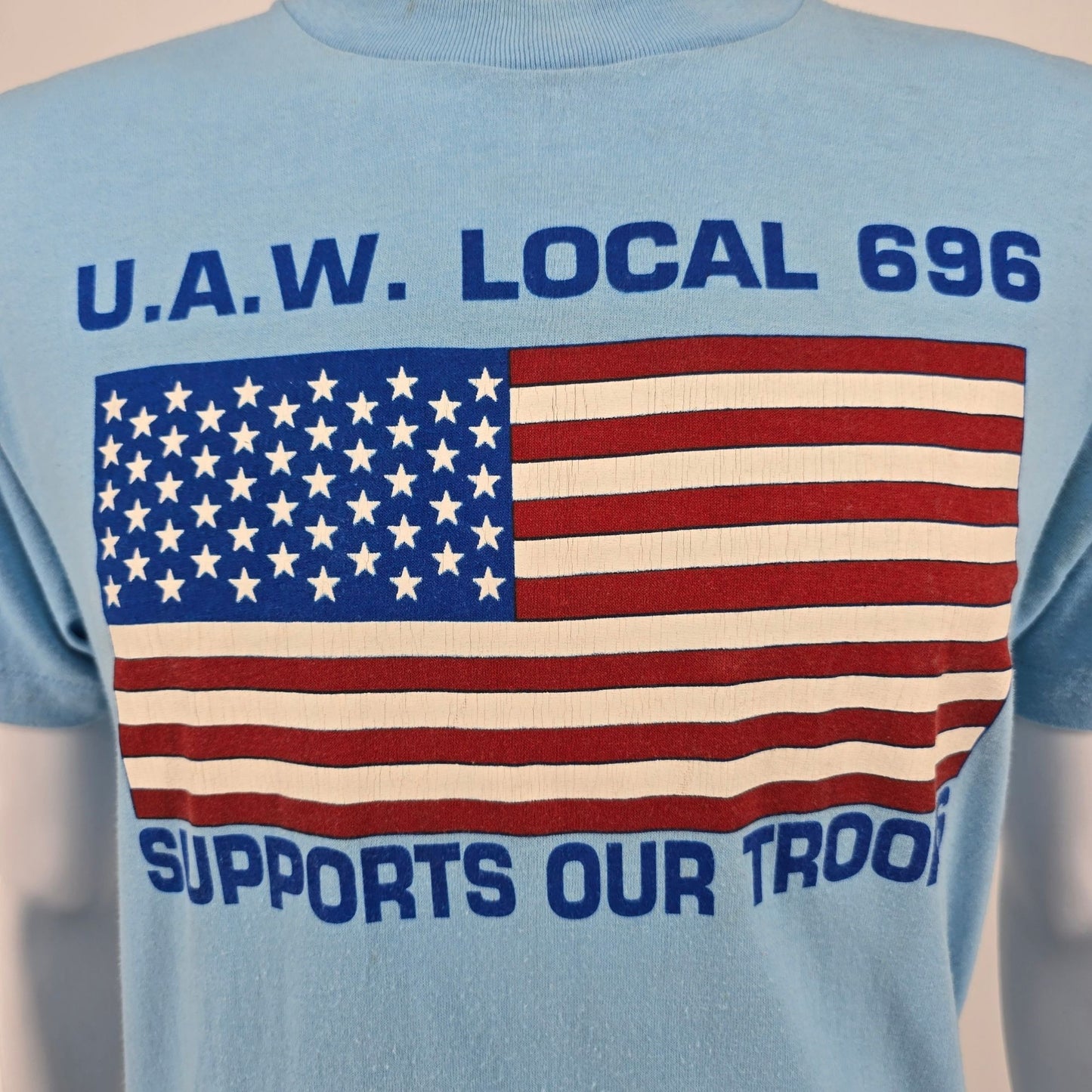 Vintage Early 1990s U.A.W. Local 696 Supports Our Troops Gulf War T-Shirt (M)