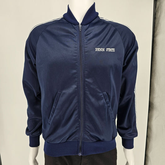 Vintage 1980s Broderick Penn State Talon Zipper Navy Track Jacket (Medium)