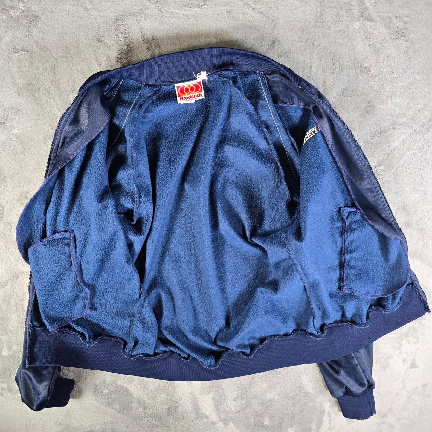 Vintage 1980s Broderick Penn State Talon Zipper Navy Track Jacket (Medium)